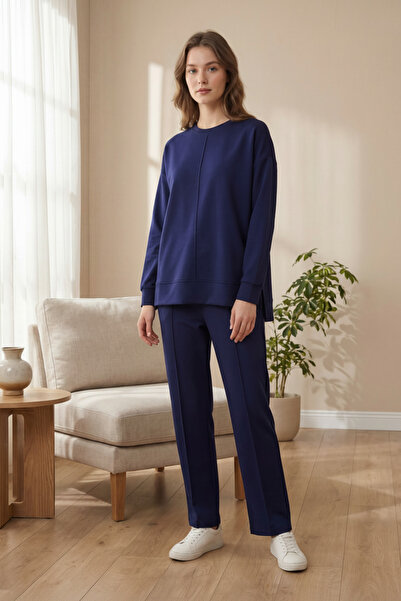 Vintero Home Women's Straight-Leg Tracksuit Set with Stitching Detail