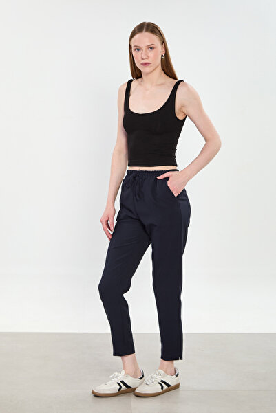 BARRELS AND OIL Γυναικείο παντελόνι με ελαστική μέση και κορδόνια - Μπλε ναυτικό