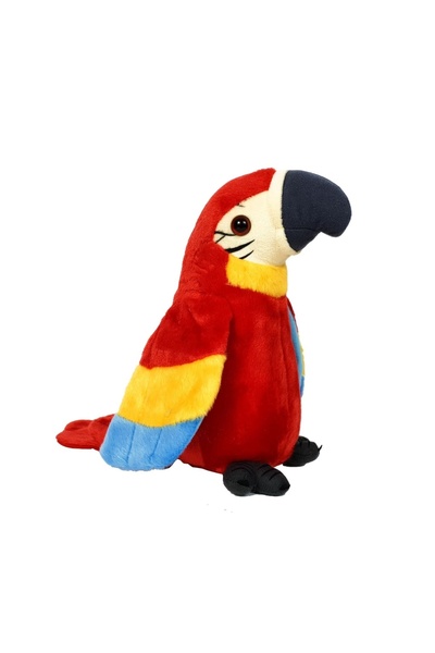 E-ANAMAG Τσάρλι Ομιλούντας Παπαγάλος Διαδραστικό Βελούδινο Παιχνίδι, Κόκκινο