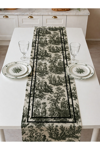 naya home 40x140cm Dokuma Leke Tutmaz Baskılı Tay Tüyü Kumaş Masa Örtüsü Deko...