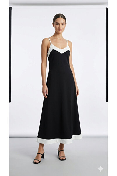 DRESSIFY WOMEN’S FASHION Γυναικείο φόρεμα κρεπ με λουράκια και λαιμόκοψη V, μ...