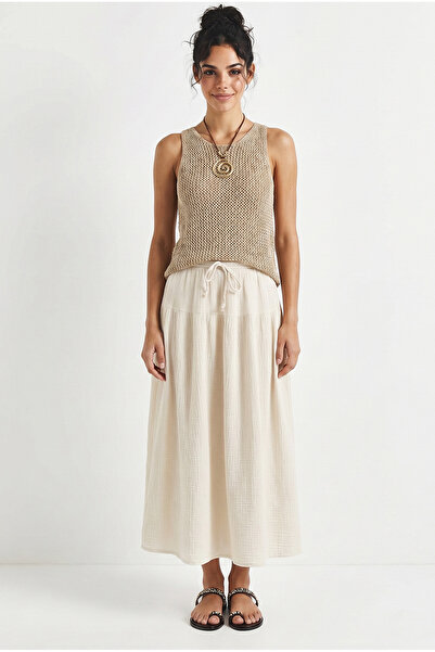 Bianco Lucci Γυναικεία ελαστική μίντι φούστα μουσελίνα με κορδόνια YE4473 602...