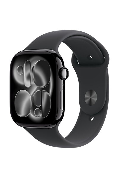 Apple Ceas S11GPS46mm Carcasă din aluminiu negru jet cu curea sport neagră - M/L