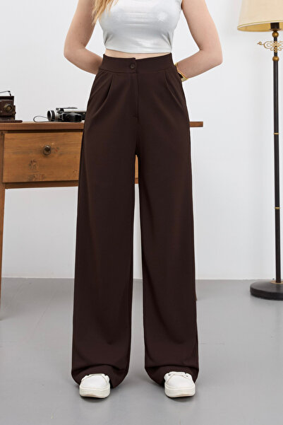 alanora Women's Stretchy/Lycra Loose Wide Leg Palazzo Loose Fit Trousers