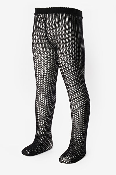 Le Mabelle Μαύρο δαντελένιο διχτυωτό καλσόν για κορίτσια