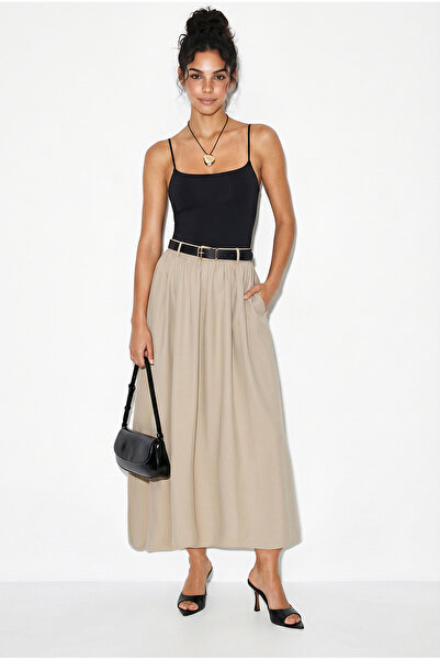 Bianco Lucci Γυναικεία μακριά φούστα με λεπτομέρεια στη μέση και φαρδιά κοπή,...