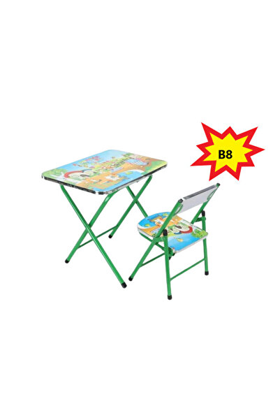 E-ANAMAG Πτυσσόμενο Τραπέζι και Καρέκλα B8, Σχέδιο Ζώα στο Πάρκο, Ρυθμιζόμενο...