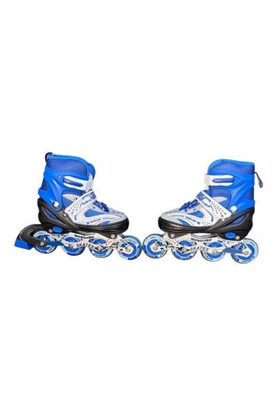 E-ANAMAG Ρυθμιζόμενα παιδικά πατίνια, τροχοί σιλικόνης με LED, 35-38, Μπλε