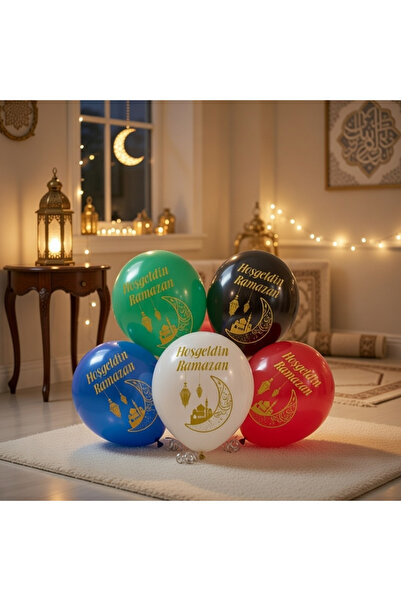 DODOMAR Ramadan Themed 10-Pack of 12 Inch Printed Mixed Color Latex Balloons
