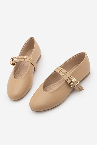 Marjin Γυναικείες μπαλαρίνες με διπλό λουράκι Troc Daily Ballerina Bekosa Beige