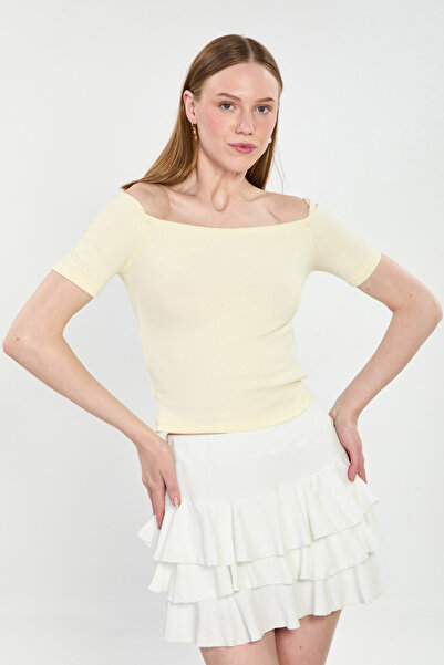 BARRELS AND OIL Γυναικείο κορμάκι με λαιμόκοψη σκάφος και κοντά μανίκια - Κίτ...