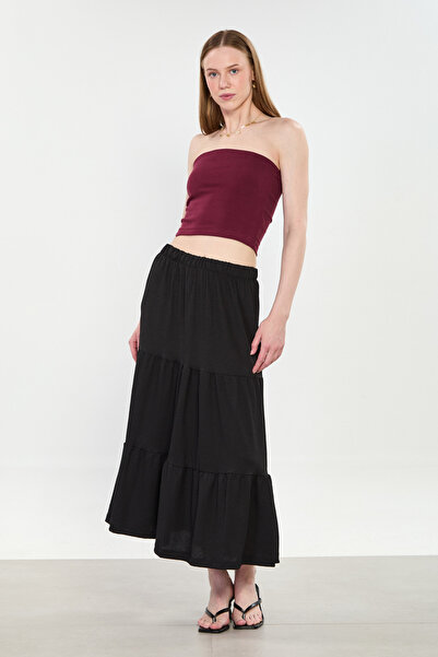 BARRELS AND OIL Γυναικεία Φούστα Μίντι με Σχέδια - Μαύρη