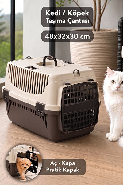 Meleni Home Kedi Köpek Evcil Hayvan Taşıma Çantası 48x32x10 cm - Bej