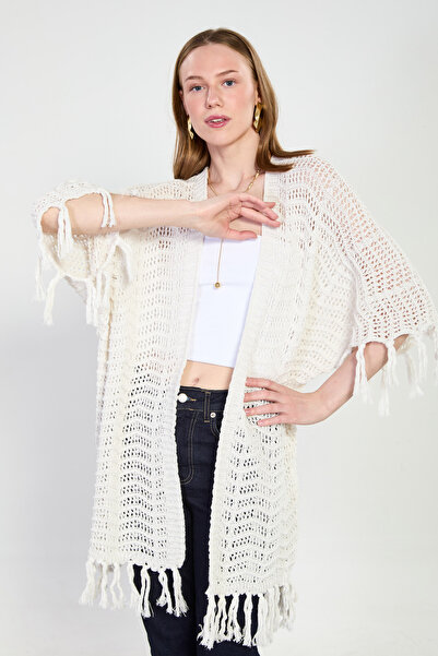 BARRELS AND OIL Γυναικεία ζακέτα με κρόσσια στο τελείωμα της φούστας και στα ...