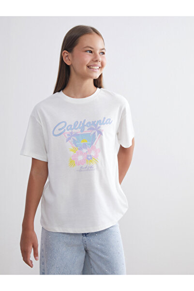 LC Waikiki Tricou de fete cu guler rotund și imprimeu California