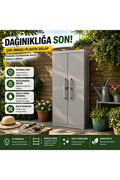 CSB STORE Plastik Çok Amaçlı Dolap Kilitli Geniş Hacimli Depolama Dolabı
