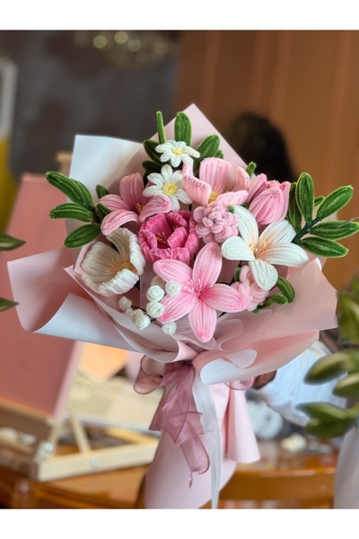 Store Hediyelik El Yapımı Yapay Şönil Çiçek Buketi