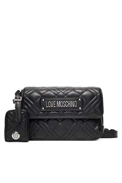 Moschino LM BORSA Καπιτονέ Τσάντα από Συνθετικό Δέρμα Μαύρο με Γαλβανισμένο Ν...