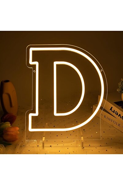 Slasa Letter D LED Neon Sign 30x22 cm 6mm Acrylic Base Alphabet Light Party W...