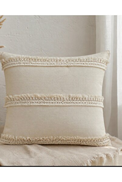 oiphome Κάλυμμα μαξιλαριού Bohemian από φυσικό λινό 43x43 💯   φυσικό ύφασμα