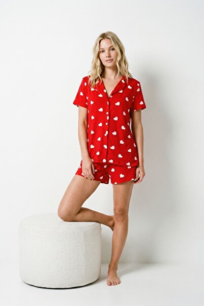 Rays Σετ κοντομάνικο σορτς με σχέδιο κόκκινης καρδιάς 5303