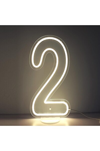 Slasa Number 2 LED Neon Sign 50x26 cm White Light 6mm Acrylic Base Party Even...