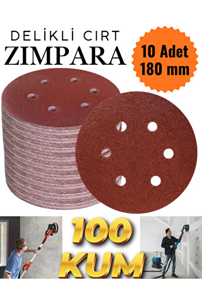 KAYRA LEATHER CRAFT 10 Adet Delikli Cırt Zımpara 180 mm - Spiral Taşlama Uyum...