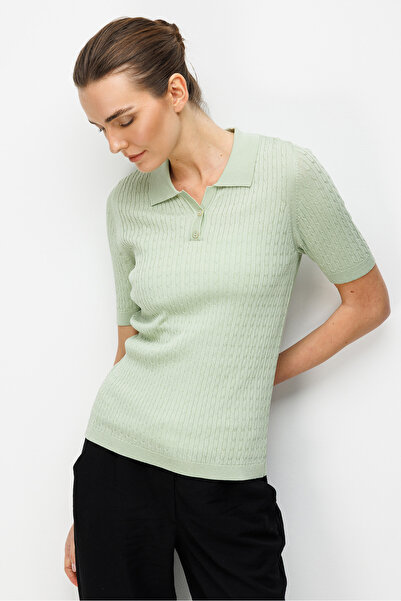 Desen Triko Γυναικεία πλεκτή μπλούζα με λεπτή πλέξη και λαιμόκοψη πόλο 26373 ...