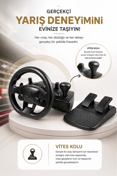 ProDrivers ProDrive 270° Direksiyon Seti Pedallı USB Oyun Direksiyonu PC PS4 Uyumlu