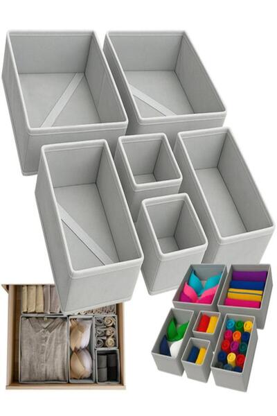 OEM Σετ 6 κουτιών για οργάνωση και αποθήκευση, Τριών μεγεθών, Κατασκευή με δι...
