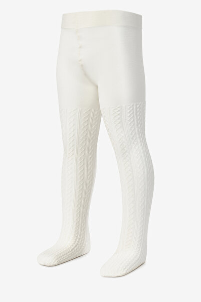 Le Mabelle Κοριτσίστικο καλσόν με πλεκτό σχέδιο εκρού