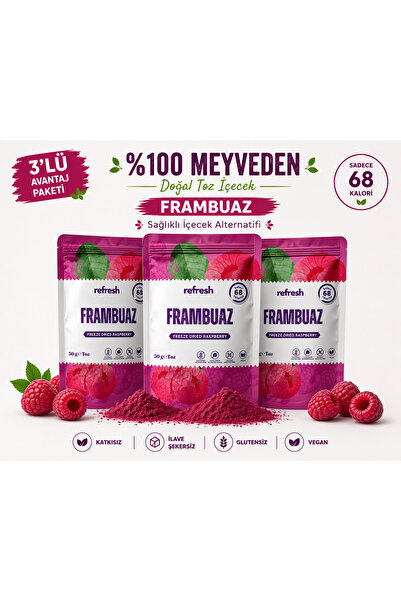 Refresh Chips Refresh Frambuaz Doğal Toz İçeçek 3'lü Avantaj Paketi 3x50g | F...