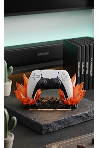 3D Tasarım Kristal Mağara Oyun Kolu Standı - Kristal Detaylı Gamepad Tutucu-G...