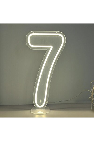 Slasa Number 7 LED Neon Sign 50x26 cm White Light 6mm Acrylic Base Party Even...
