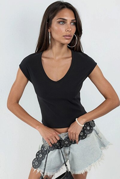 Hiccup BUSEM Ribbed V-Neck Blouse