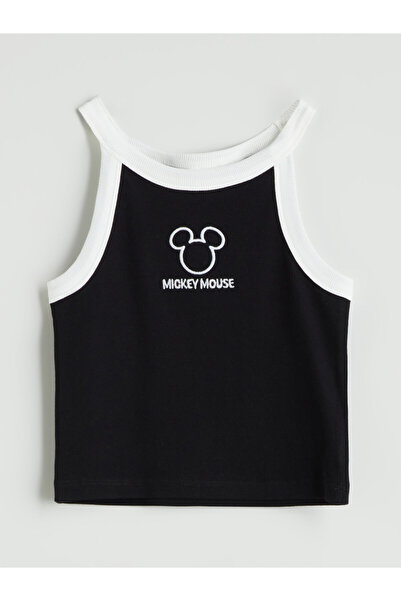 LC Waikiki Top scurt tip halter pentru fete, brodat cu Mickey Mouse