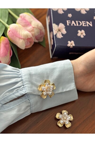 faden official 2 adet manolya çiçek tak çıkar düğme broşu