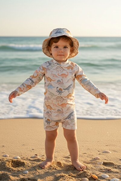 Lollie Baby&Kids Uv Protection Swimsuit Hat Set Baby & Kids - Dinosaurs