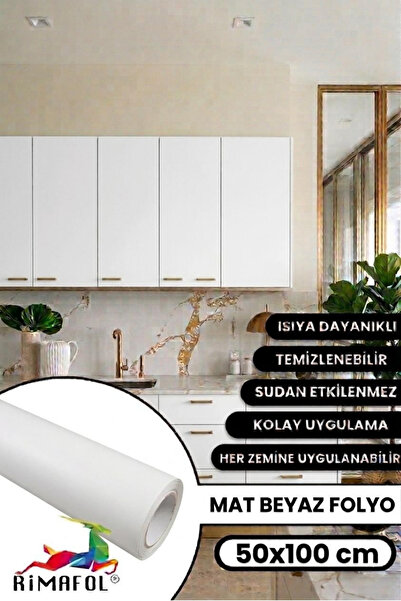 RİMAFOL MAT BEYAZ MUTFAK DOLAP TEZGAH VE MOBİLYA KAPLAMA FOLYOSU 50CMX1METRE-...