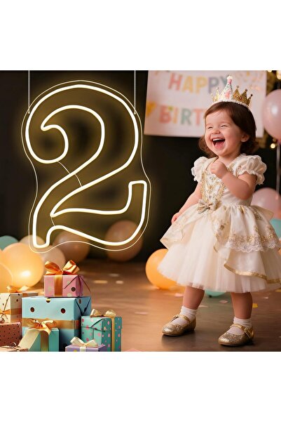 Slasa Number 2 LED Neon Sign 20x30 cm 6mm Acrylic Base Party Event Wall Decor...