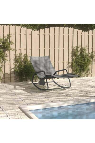 vidaxl Ξαπλώστρα Γκρι από Ατσάλι και Textilene Γκρι