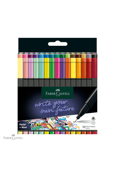 Faber Castell Set de 30 de pixuri Faber-Castell Grip de 0.4mm, cu formă triun...