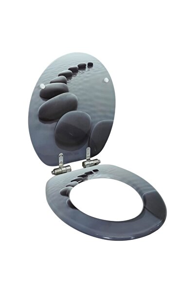 vidaxl Κάλυμμα Λεκάνης με Καπάκι Soft Close Σχέδιο Πέτρες από MDF