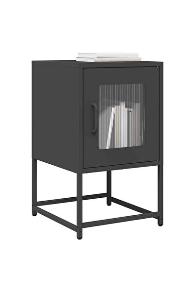 vidaxl Κομοδίνο Μαύρο 36x39x60,5 cm από χάλυβα ψυχρής έλασης