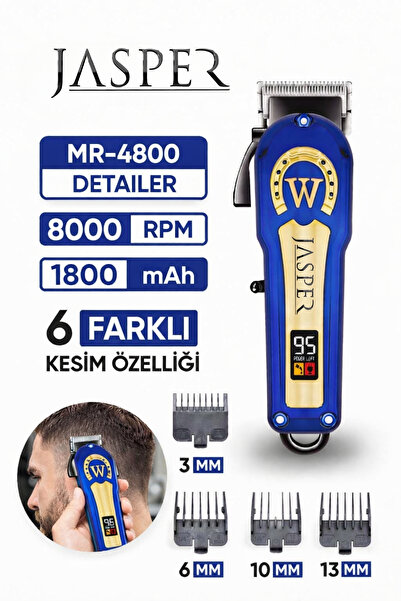 JASPER JPR-4800 Profesyonel Tıraş Makinesi 6 Farklı Kesim Özelliği Saç-Sakal ...