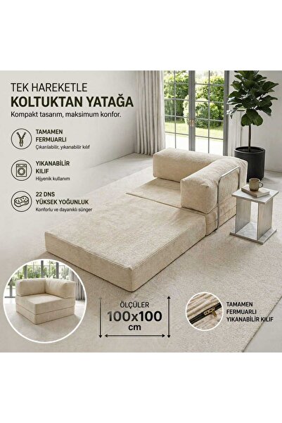 COLORMİX Modern Modüler Tekli Koltuk Minimal Tasarım Yumuşak Kumaş Salon Ofis...