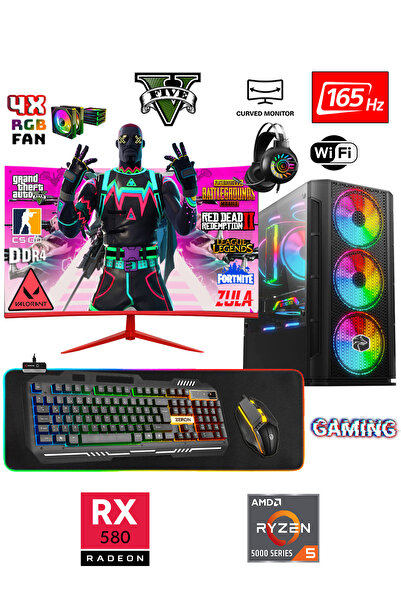 Gamepage GOLD RX25 Ryzen 5 5500 16GB RAM 2TB SSD 8GB RX580 24" 165Hz Curved O...