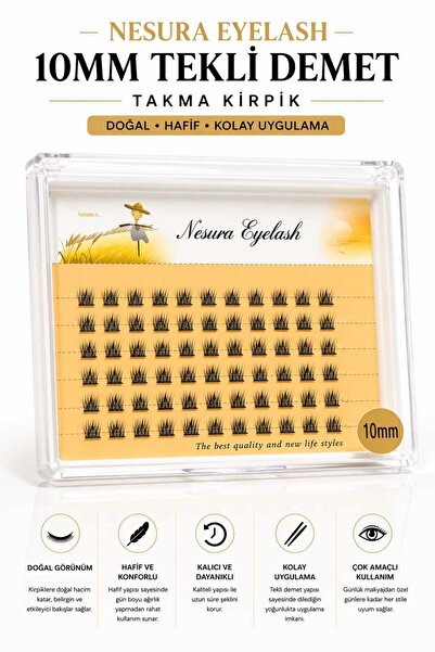 Pastelya TEKLİ DEMET 10MM 5 Lİ SIRA TAKMA KİRPİK ---(Kirpik Yapıştırıcısı ile...