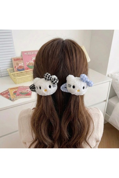 GÜLPEŞE 2 τεμάχια Hello Kitty Çıt Pat βελούδινη φουρκέτα μαλλιών