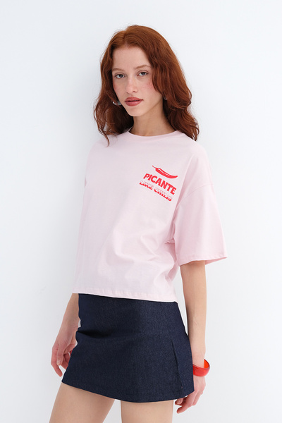 Addax Μπλουζάκι με στάμπα πιπεριάς P10714